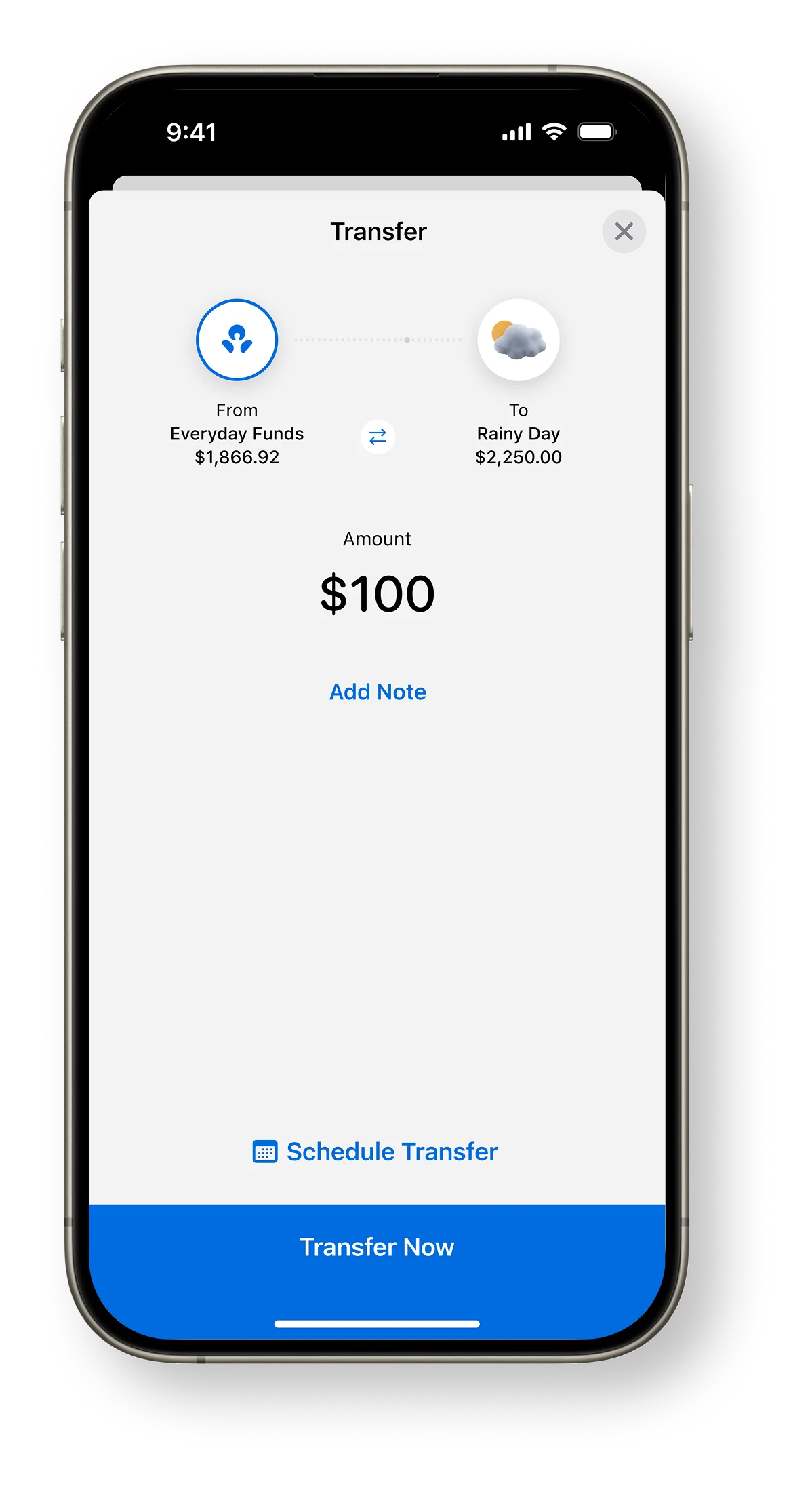 ANZ Plus transfer between accounts, from Everyday Funds to Rainy Day savings
